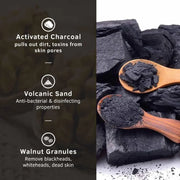 Men's Exfoliating Face Scrub - 100G - Featuring Activated Charcoal, Tahitian Volcanic Sand & Walnut Granules - Ideal for Skin Detoxification for All Skin Types