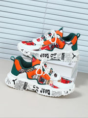 Boho Men'S Fashionable Colorblock Letter Print Lace up Low Top Sneakers, Casual Comfortable Breathable Sports Running Shoes, Male All-Match round Toe Chunky Sneakers for Daily Life Shoes for Men Casual Shoes Athletic Sneakers