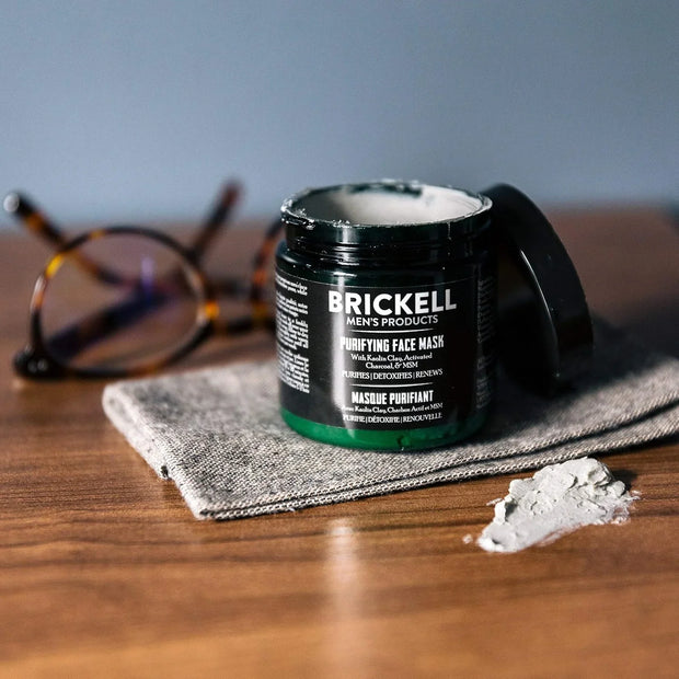 Brickell Men'S Purifying Charcoal Face Mask, Natural and Organic Activated Charcoal Mask with Detoxifying Kaolin Clay, 4 Ounce, Unscented