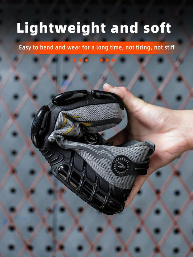 Men'S Casual Knob Design Safety Shoes, Comfortable Breathable Anti-Smash Safety Shoes, Lightweight & Soft Anti-Slip Shoes for Outdoor Hiking