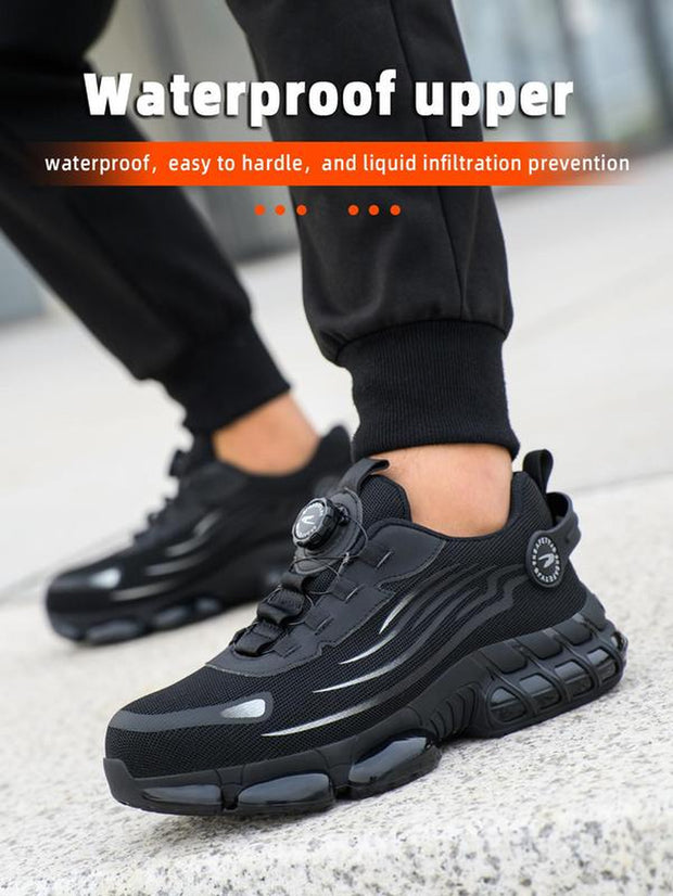 Men'S Casual Knob Design Safety Shoes, Comfortable Breathable Anti-Smash Safety Shoes, Lightweight & Soft Anti-Slip Shoes for Outdoor Hiking