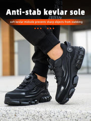Men'S Casual Knob Design Safety Shoes, Comfortable Breathable Anti-Smash Safety Shoes, Lightweight & Soft Anti-Slip Shoes for Outdoor Hiking