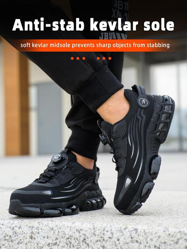 Men'S Casual Knob Design Safety Shoes, Comfortable Breathable Anti-Smash Safety Shoes, Lightweight & Soft Anti-Slip Shoes for Outdoor Hiking