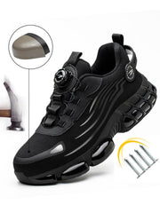 Men'S Casual Knob Design Safety Shoes, Comfortable Breathable Anti-Smash Safety Shoes, Lightweight & Soft Anti-Slip Shoes for Outdoor Hiking