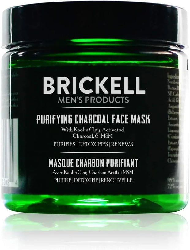 Brickell Men'S Purifying Charcoal Face Mask, Natural and Organic Activated Charcoal Mask with Detoxifying Kaolin Clay, 4 Ounce, Unscented